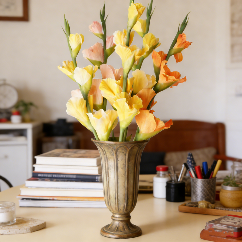 Premium 33.4" Extra Tall Real Touch Gladiolus Stems - Lifelike Silk Floral Arrangements for Weddings & Home Decor