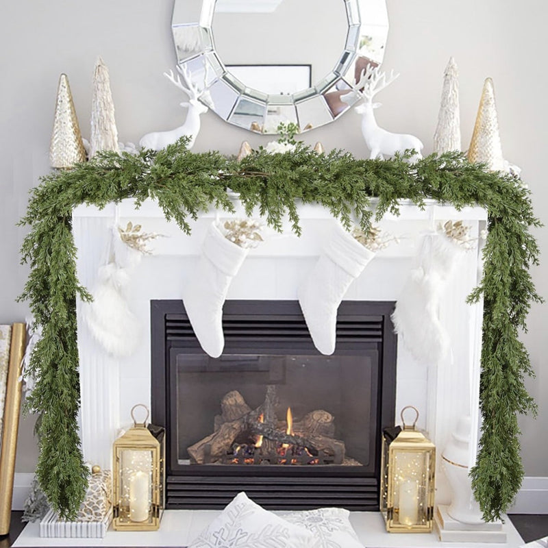 Bulk 6FT/9FT Optional Realistic Touch Pine Cypress Garland for Christmas Mantel, Wedding Arch, Home Wall, Doorway Decor Wholesale