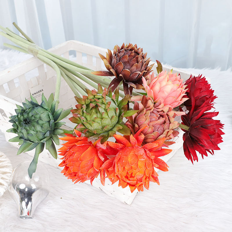 Lot de 24 tiges d'artichaut en soie pour arrangement floral artificiel d'automne