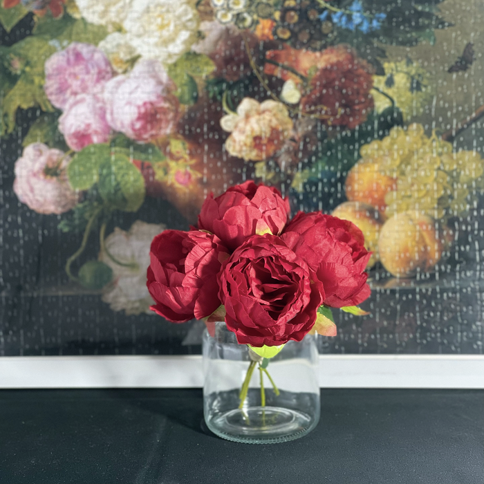 Flores artificiales de peonía de 7 colores en jarrón, arreglos de mesa de flores de seda para decoración del hogar, mesa de boda 