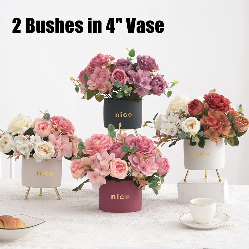 Clearance Bulk 12" Retro Silk Peony Bush Mixed Hydrangea Faux Flower Bouquet Decor For Home Bridal Wedding Party Wholesale