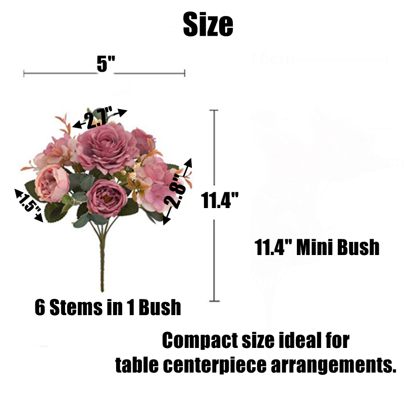 Bulk 12 Packs Artificial Peony Bush Mixed Hydrangea Bouquet