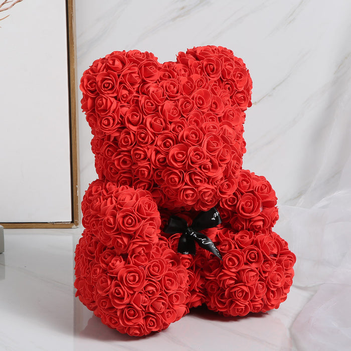 Rose Bear Teddy Bear Rose Flower Bear for Valentine's Day Christmas Birthday Wedding and Anniversary Gifts for Her Mom Female Wife