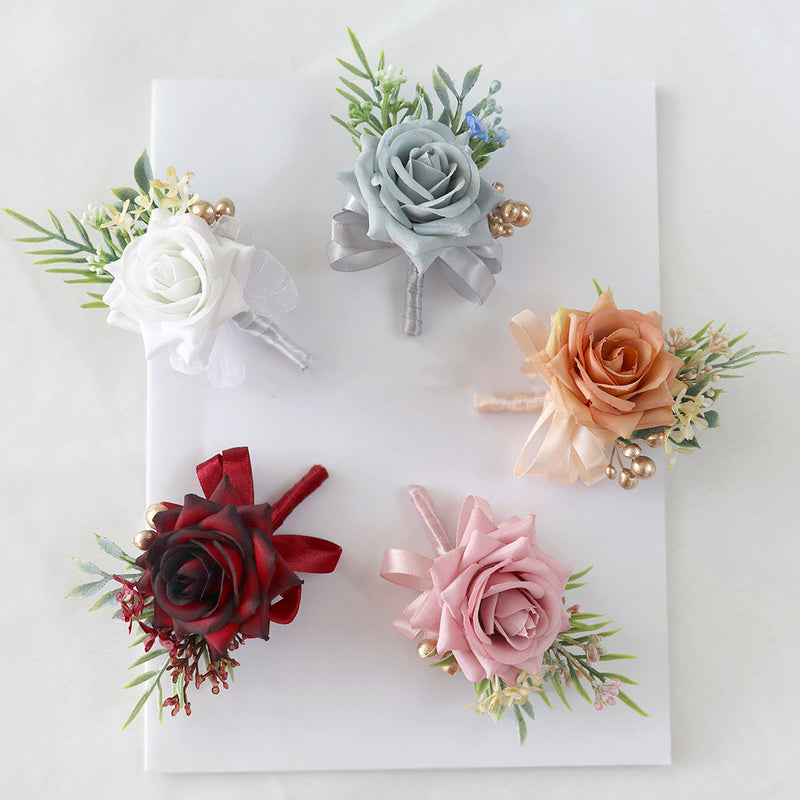 Bulk Rose Boutonniere for Men Artificial Rose Flower for Wedding Flowers Ceremony Prom Flower Wholesale