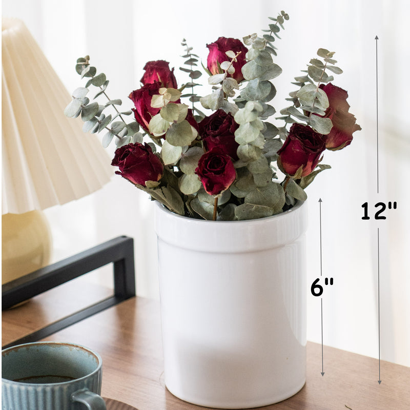 Bulk Exclusive 12" Dried Flowers Bouquet Rose Arrangement in Vase Wholesale