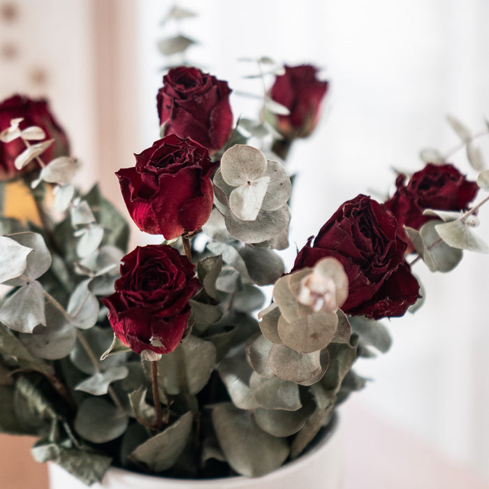 Exclusivo Arreglo de Rosas de Ramo de Flores Secas a Granel de 12” en Maceta de Cerámica al Por Mayor