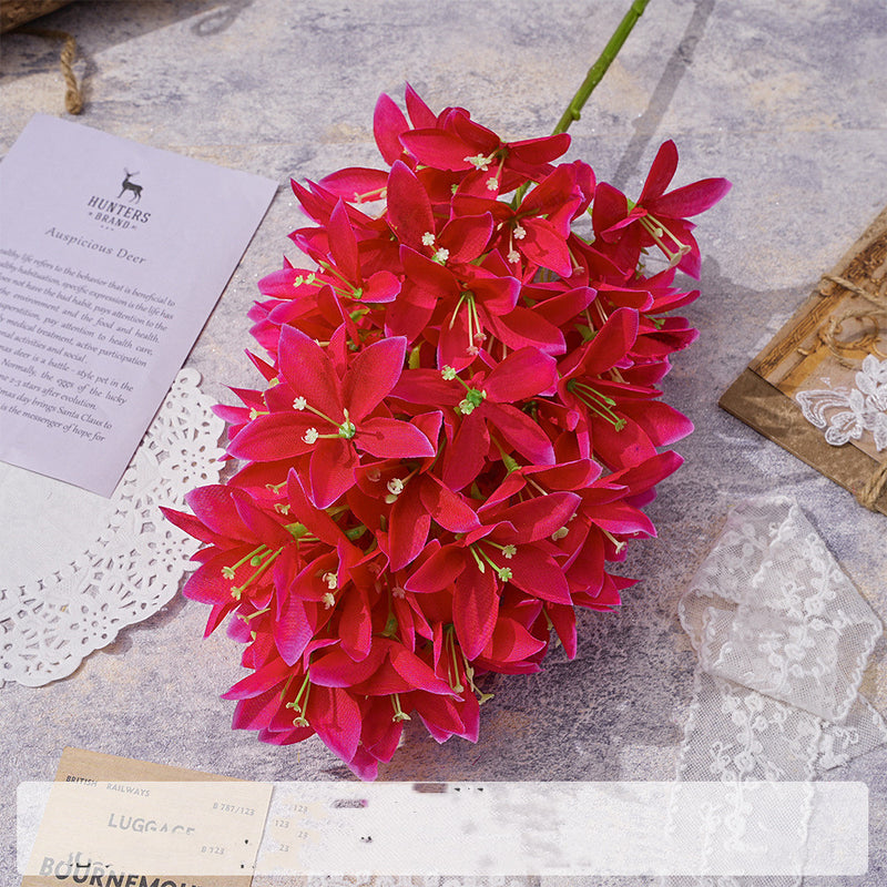 Colección de decoración de flores rosa fucsia a granel flores de seda artificiales al por mayor 