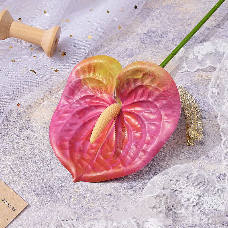 Colección de decoración de flores rosa fucsia a granel flores de seda artificiales al por mayor 