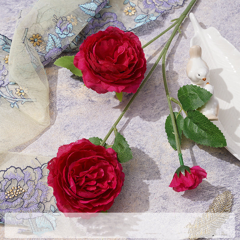 Colección de decoración de flores rosa fucsia a granel flores de seda artificiales al por mayor 