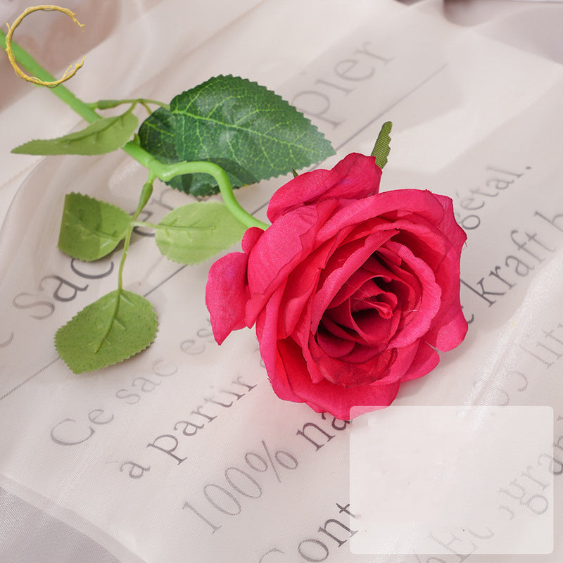 Colección de decoración de flores rosa fucsia a granel flores de seda artificiales al por mayor 