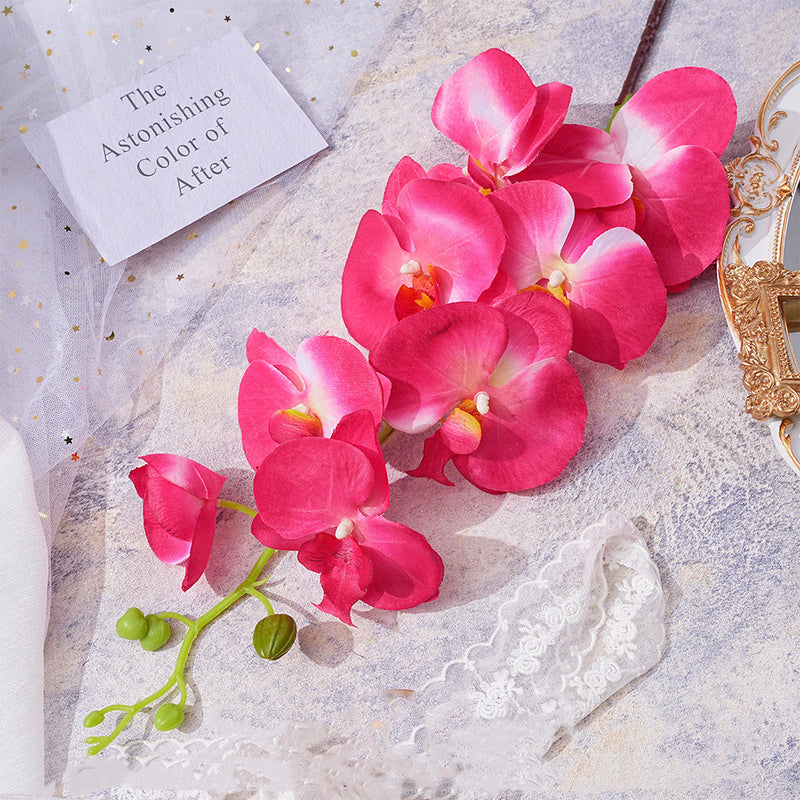 Colección de decoración de flores rosa fucsia a granel flores de seda artificiales al por mayor 