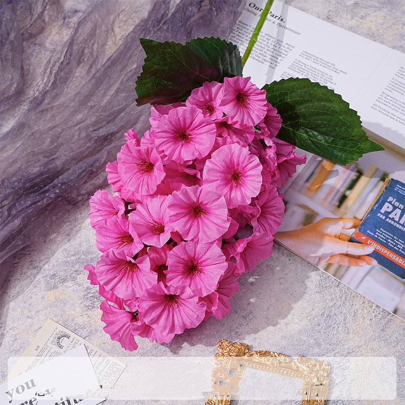Colección de decoración de flores rosa fucsia a granel flores de seda artificiales al por mayor 