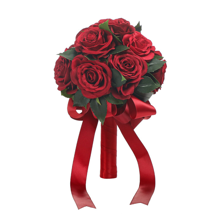 Bulk 7" Red Rose Round Bouquet Valentine's Day Gifts Wedding Bouquet Wholesale