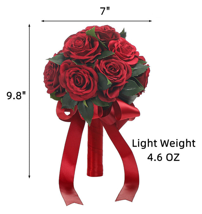 Bulk 7" Red Rose Round Bouquet Valentine's Day Gifts Wedding Bouquet Wholesale