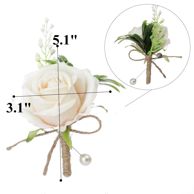 Bulk Rose Boutonnieres with Pearl Pins for Wedding Wholesale