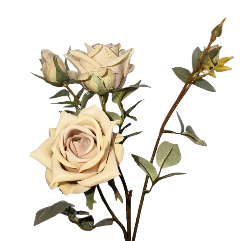 Venta al por mayor de flores artificiales de seda con tallo de rosa de 25 "a granel