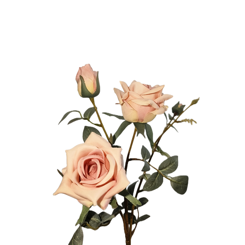 Venta al por mayor de flores artificiales de seda con tallo de rosa de 25 "a granel