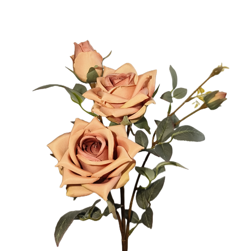 Venta al por mayor de flores artificiales de seda con tallo de rosa de 25 "a granel