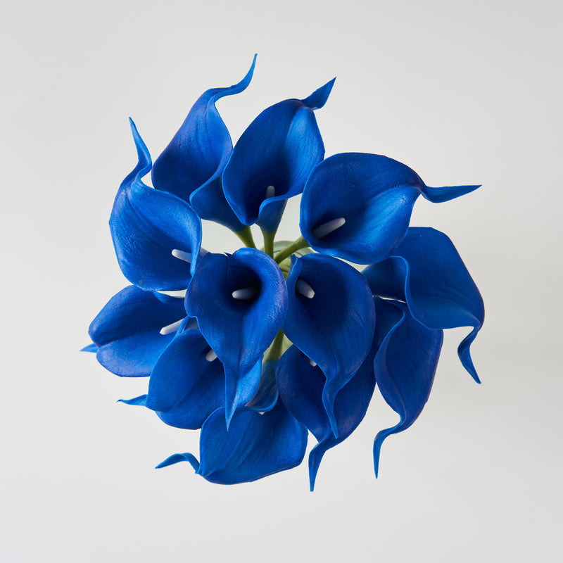 DuHouse 12Pcs Artificial Calla Lily Flowers - Real Touch Latex Stems For Wedding, Home Decor (Teal Blue)