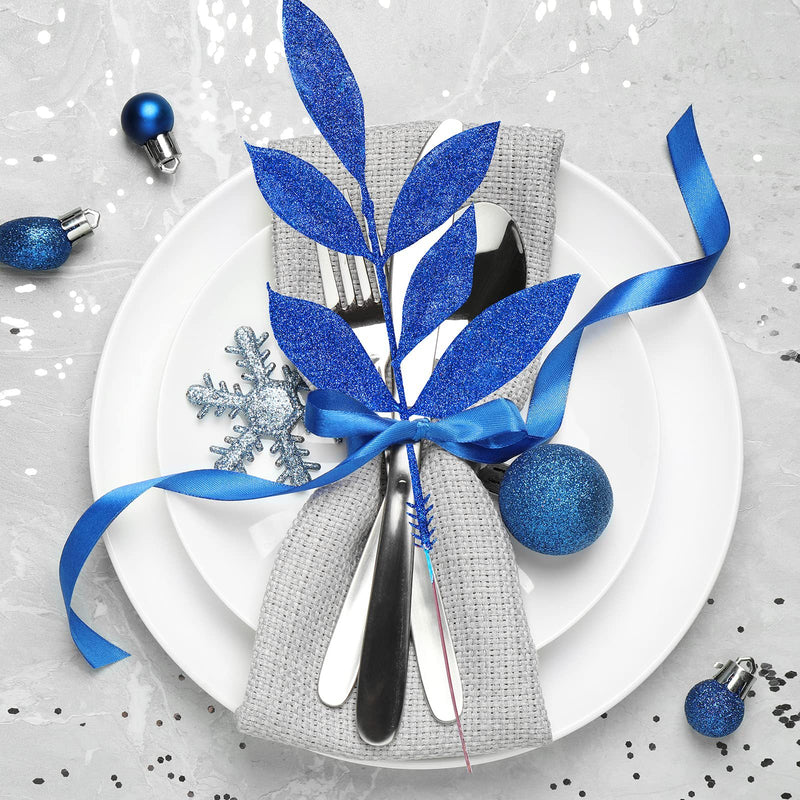 Bulk Glittered Artificial Leaf Spray Picks for Christmas Winter Wedding Wreath Tree Swag Floral Arrangement Vase Bouquets Table Centerpieces Wholesale