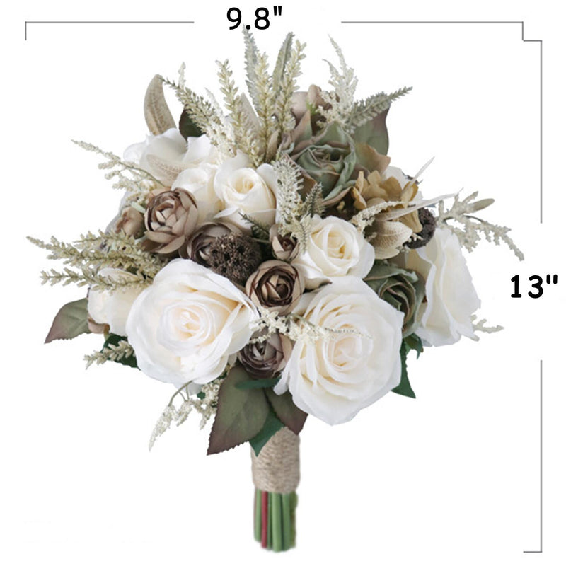 Bulk 9" Beige Vintage French Bridal Bouquets Rose Wedding Bouquets Wholesale