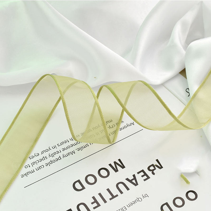 Ruban de soie en mousseline de soie à franges fait main vert sauge en vrac de 39 po pour l'artisanat de mariage en gros