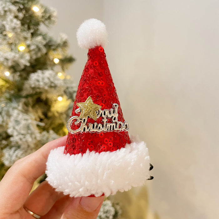 Bulk 11 Styles Glitter Santa Hat Christmas Tree Ornaments with Clips Wholesale