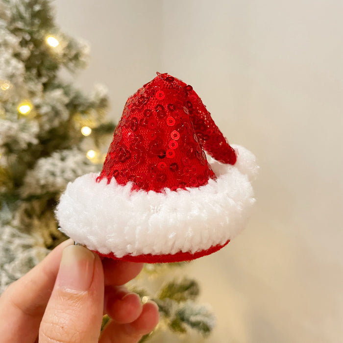 Bulk 11 Styles Glitter Santa Hat Christmas Tree Ornaments with Clips Wholesale