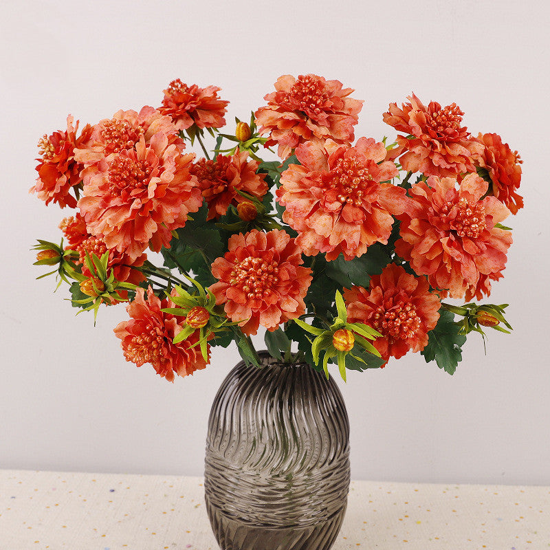 Lot de 6 tiges de Scabiosa de 14,5 pouces en vrac, fleurs en soie décoratives d'automne en gros 