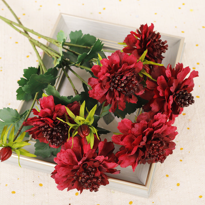 Lot de 6 tiges de Scabiosa de 14,5 pouces en vrac, fleurs en soie décoratives d'automne en gros 