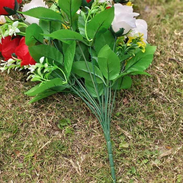 Bulk Artificial Flowers Bouquet Grave Memorial Flowers with Vase for Cemetery Headstones Graveyard Wholesale