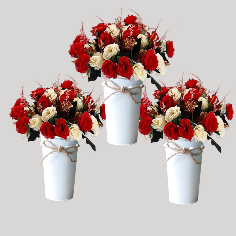 Lot de 3 compositions florales artificielles en pots pour mariage, vente en gros
