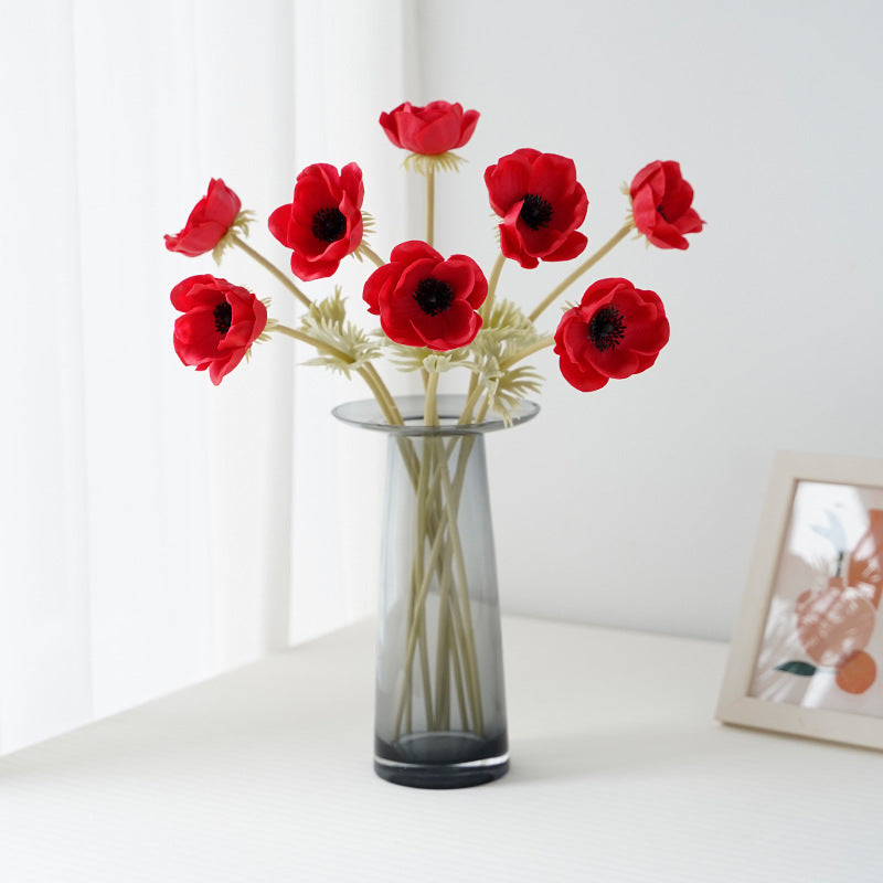 Paquete a granel de 9 piezas de 17 "Anemone Spray Stems Real Touch Flores artificiales al por mayor