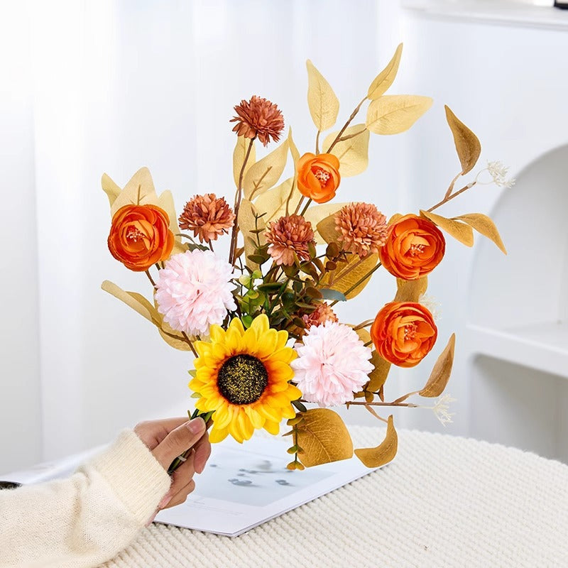 Bulk Exclusive 17"Silk Flowers Arrangement in Vase Fall Centerpieces for Tables Wholesale