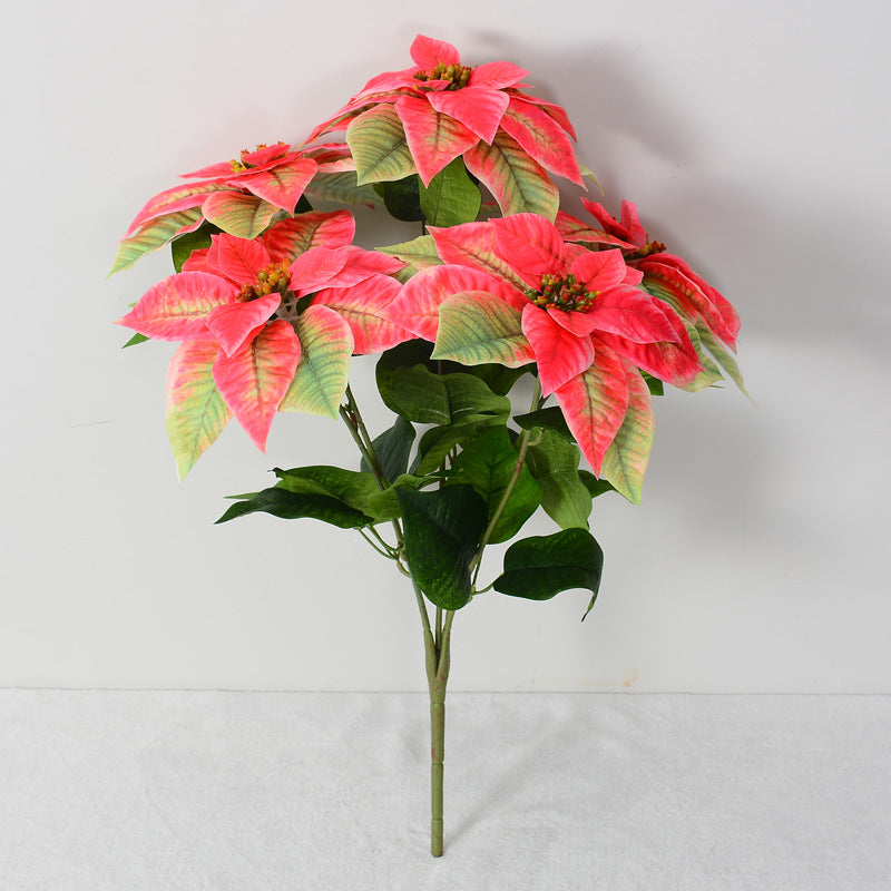 Bouquet de poinsettia artificiel en soie de 20 pouces de haut en gros