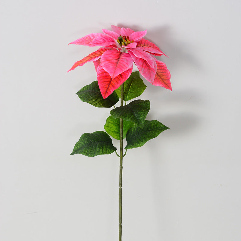 Bulk 26 Inch Tall Artificial Silk Poinsettia Stems - Christmas Silk Flowers for Holiday Decor Wholesale