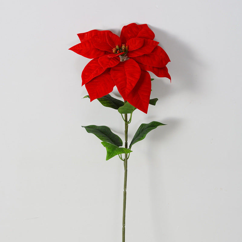 Bulk 26 Inch Tall Artificial Silk Poinsettia Stems - Christmas Silk Flowers for Holiday Decor Wholesale