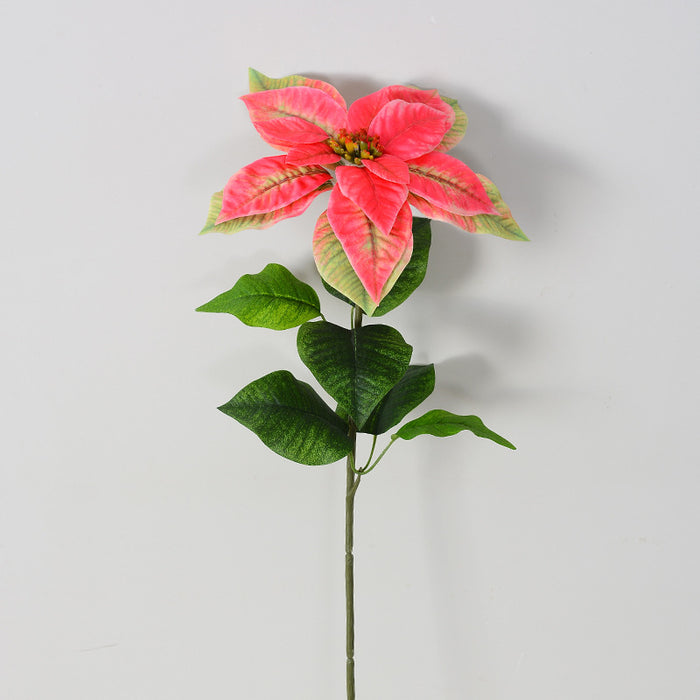 Bulk 26 inches Tall Artificial Silk Poinsettia Stems Christmas Silk Flowers Wholesale