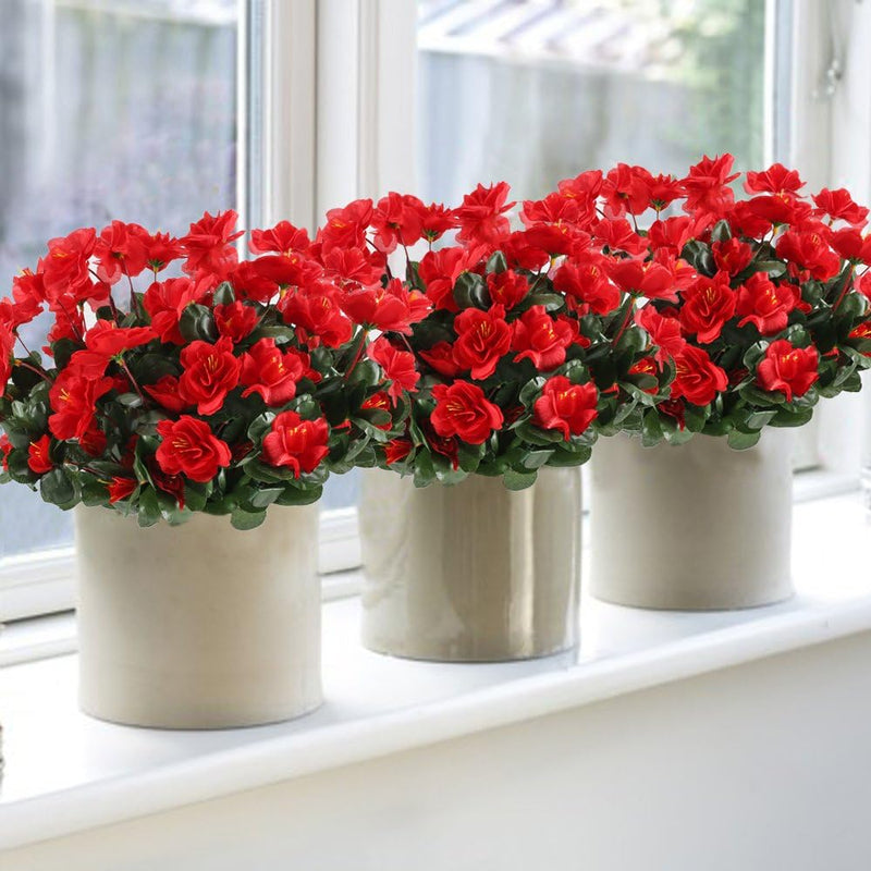 Gros buisson d'azalée artificiel en soie de 15,7 pouces, résistant aux UV pour l'extérieur, vente en gros 