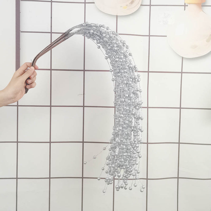 Bulk 5Pcs Artificial Glitter Berry Long Stems Weeping Christmas Ornaments Flowers Arrangement Decoration Wholesale