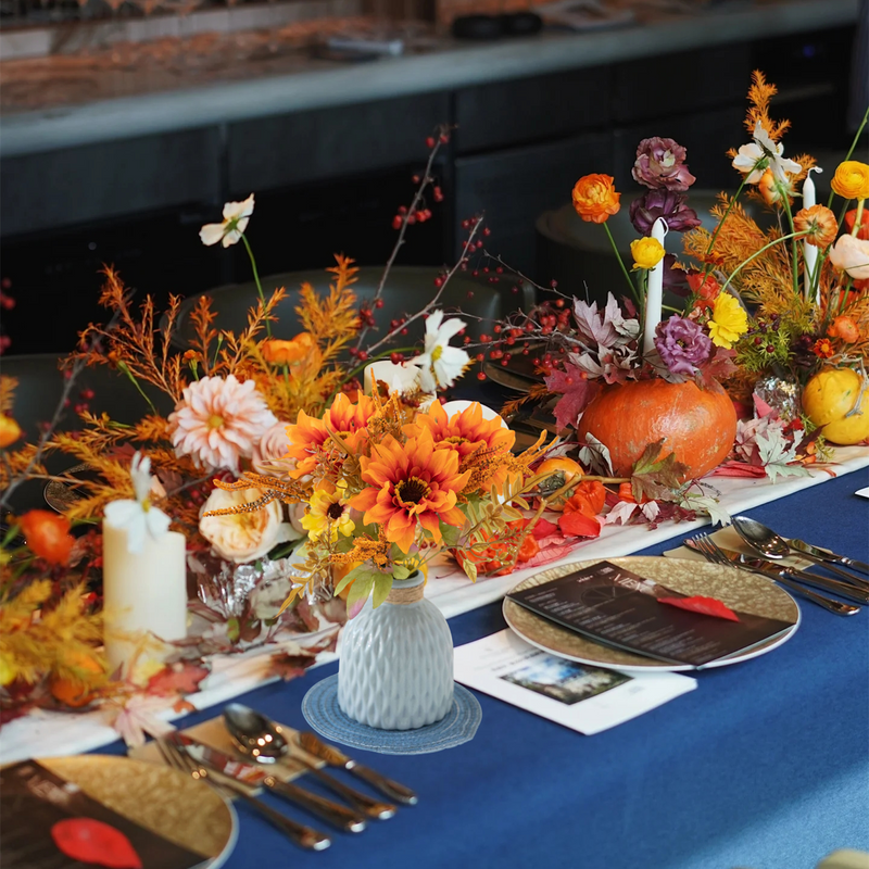 Bulk 12.2" Small Autumn Color Dahlia Artificial Flower Bouquet Wholesale