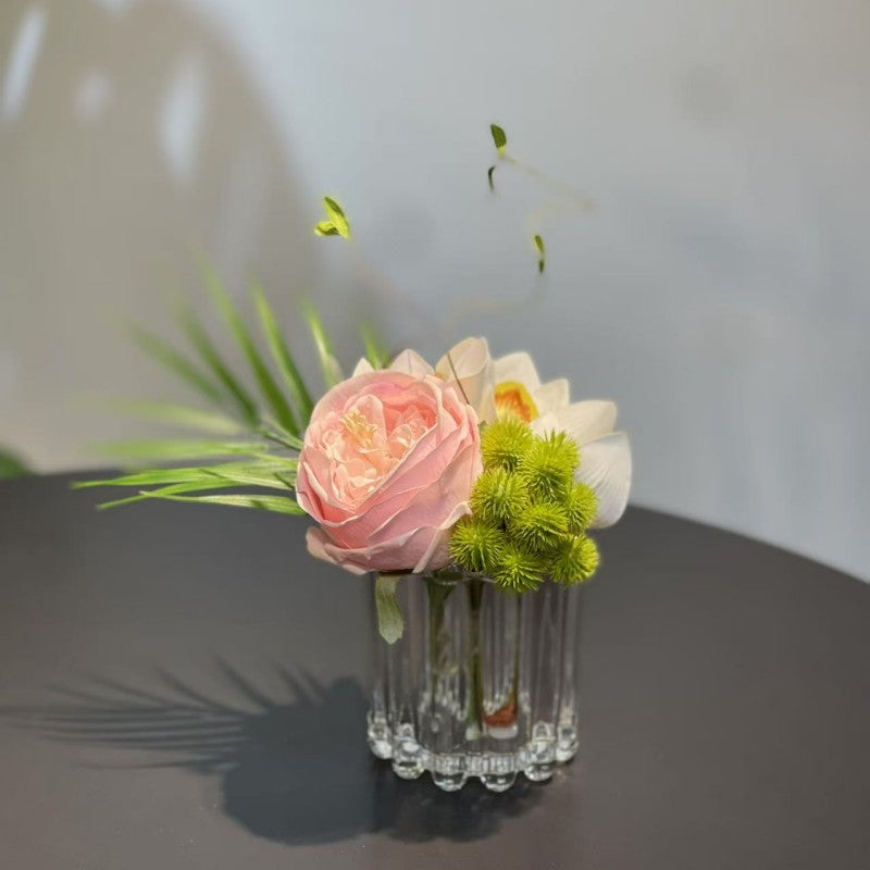 Bulk 7.9" Small Glass Floral Bouquet - Elegant Decor for Restaurant & Bar Wholesale