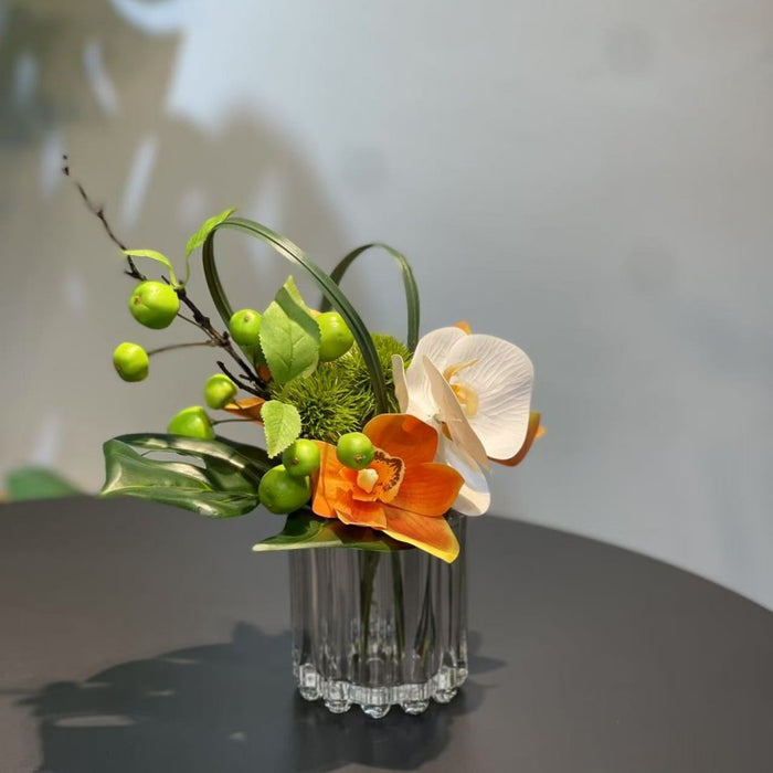 Bulk 7.9" Small Glass Floral Bouquet - Elegant Decor for Restaurant & Bar Wholesale