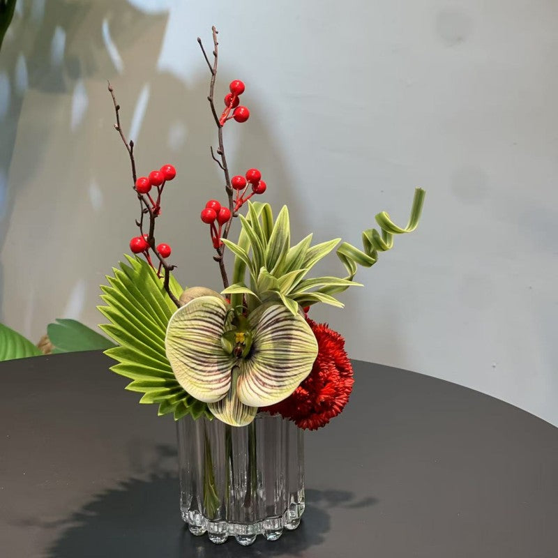 Bulk 7.9" Small Glass Floral Bouquet - Elegant Decor for Restaurant & Bar Wholesale