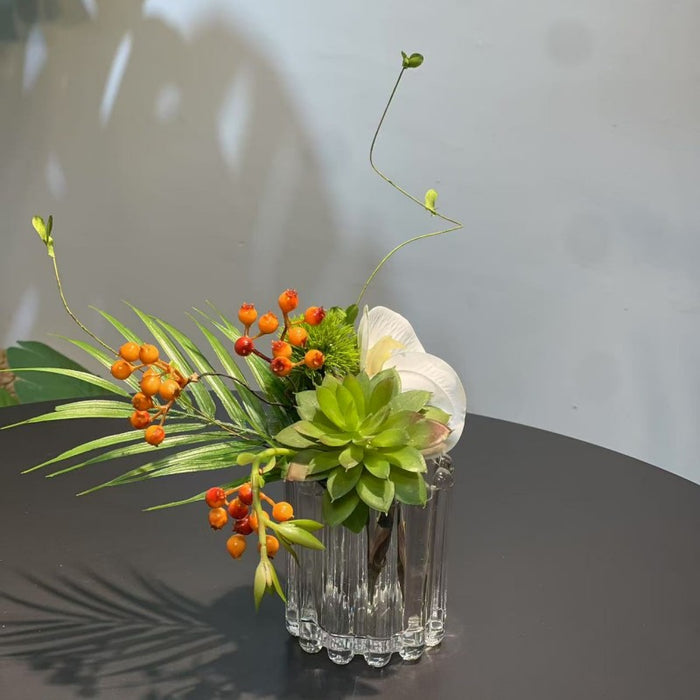 Bulk 7.9" Small Glass Floral Bouquet - Elegant Decor for Restaurant & Bar Wholesale