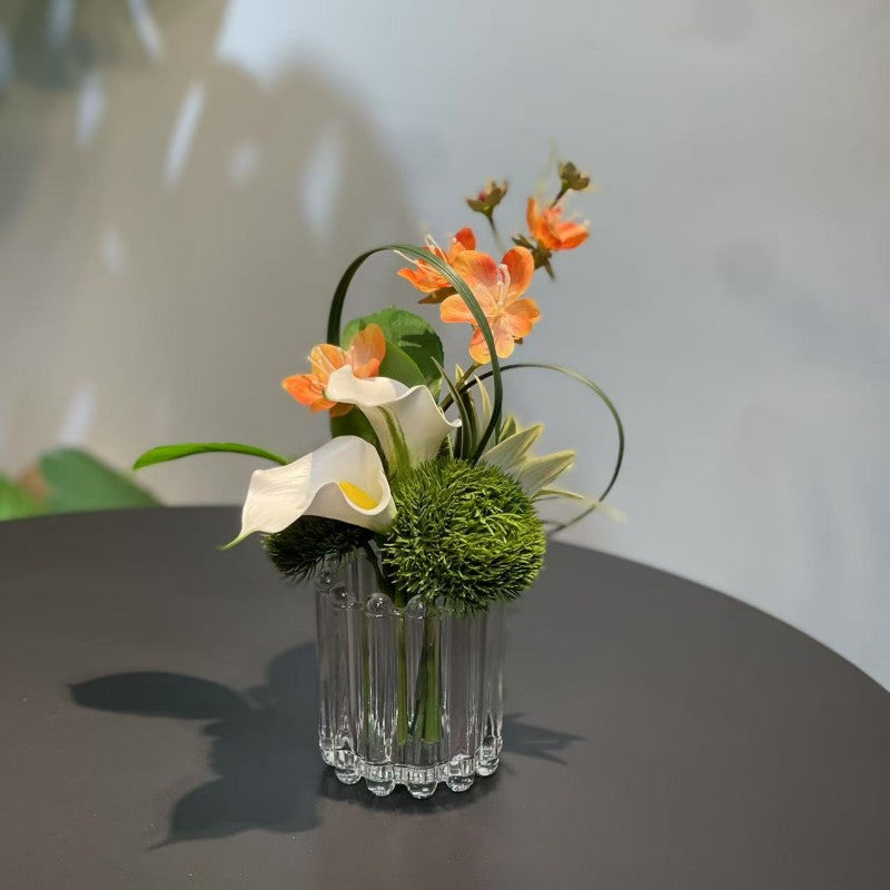 Bulk 7.9" Small Glass Floral Bouquet - Elegant Decor for Restaurant & Bar Wholesale