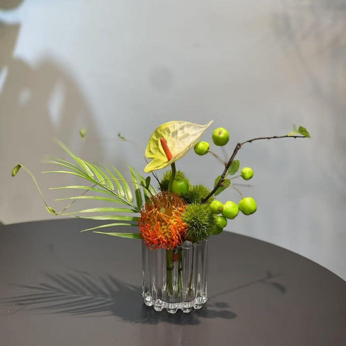 Bulk 7.9" Small Glass Floral Bouquet - Elegant Decor for Restaurant & Bar Wholesale