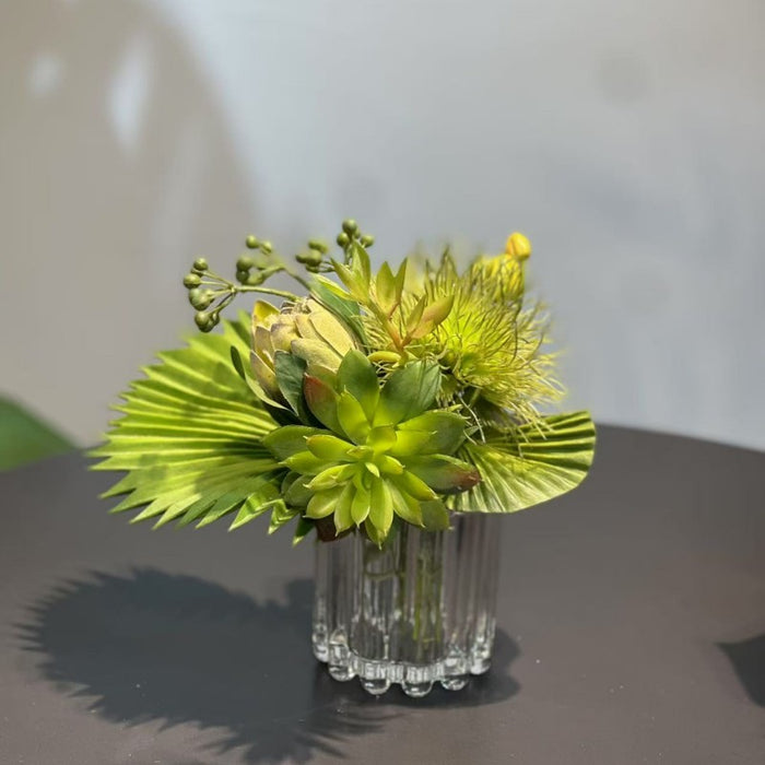 Bulk 7.9" Small Glass Floral Bouquet - Elegant Decor for Restaurant & Bar Wholesale