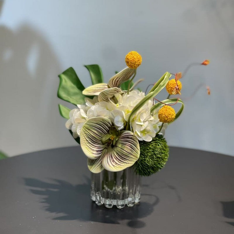 Bulk 7.9" Small Glass Floral Bouquet - Elegant Decor for Restaurant & Bar Wholesale