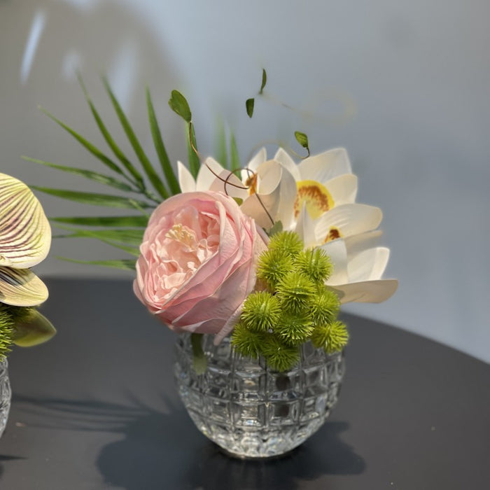 Bulk 7.9" Small Glass Floral Bouquet - Elegant Decor for Restaurant & Bar Wholesale